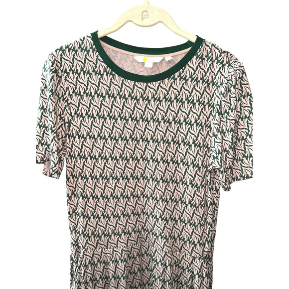 Boden Womens Midi Dress Pink Green Leaf Print Lucinda Size 8R - Picture 4 of 10